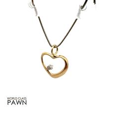 14K Yellow Gold Open Heart Diamond Pendant  0.4 grams